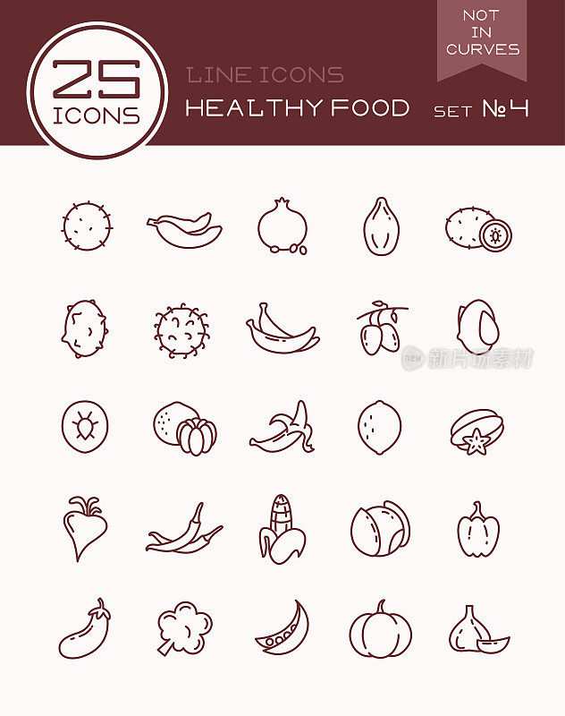 Line icons健康食品套装第4号
